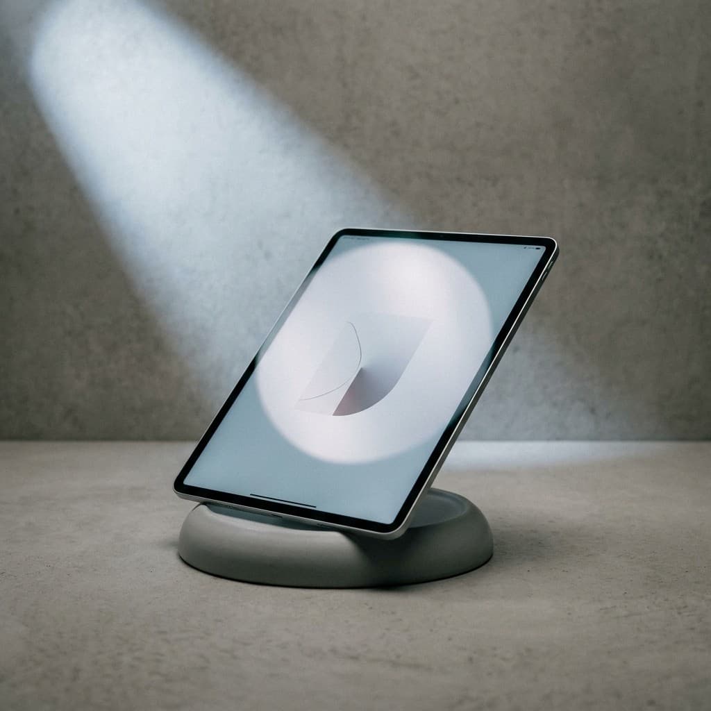 Refurbished Tablet auf einem Tablet-Ständer